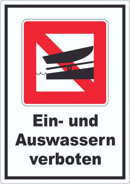 Ein- und Auswassern verboten Symbol und Text Aufkleber