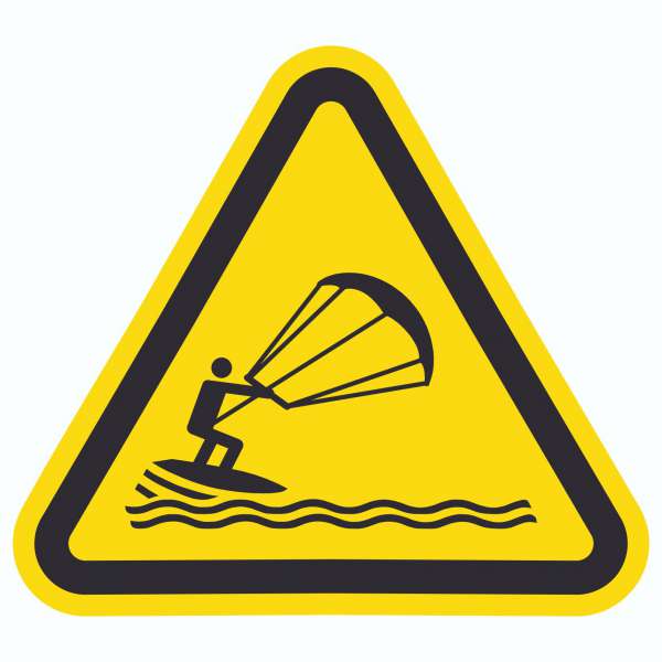 Aufkleber Dreick Warnung Kitesurfer Symbol