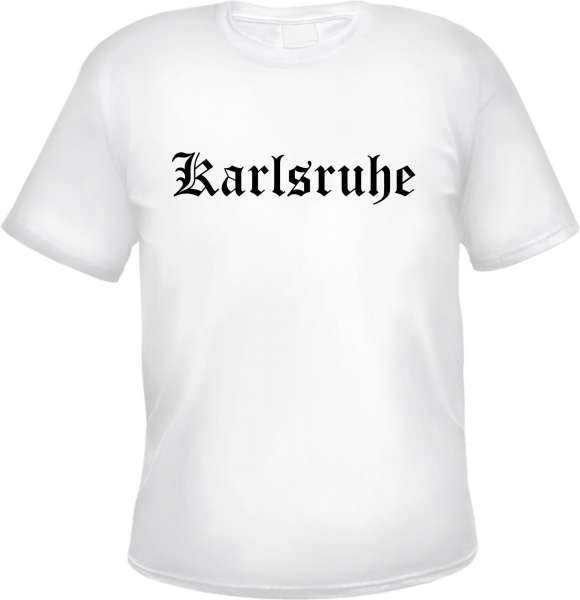 Karlsruhe Herren T-Shirt - Altdeutsch - Weißes Tee Shirt