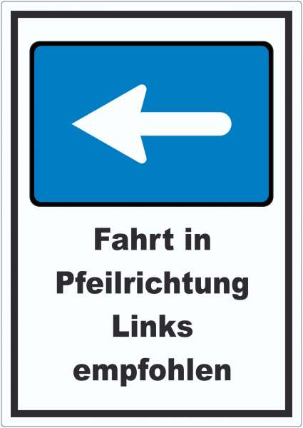 In Pfeilrichtung fahren links Symbol und Text Aufkleber