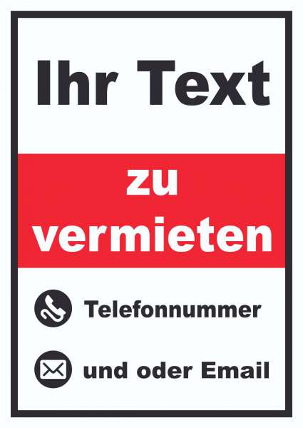 Wunschtext zu vermieten Hochkant