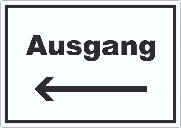 Ausgang Aufkleber mit Text und Richtungspfeil links Exit Schluss waagerecht