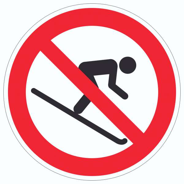 Ski fahren verboten! Symbol Aufkleber Kreis