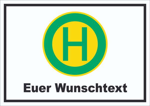 Schild Haltestelle mit Wunschtext waagerecht