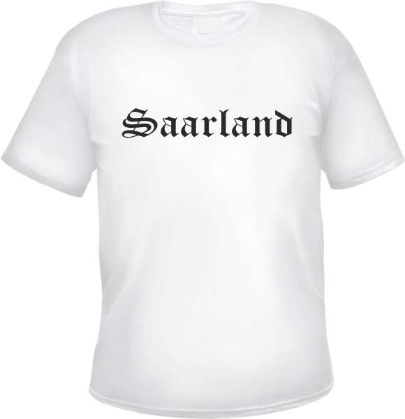 Saarland Herren T-Shirt - Altdeutsch - Weißes Tee Shirt