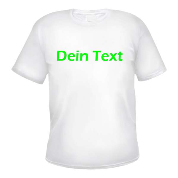 Individuelles Herren T-Shirt - weiss - NEON - Blockschrift - mit Wunschtext bedruckt