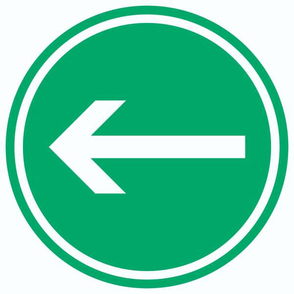 Richtungspfeil links Aufkleber Kreis weiss grün Pfeil