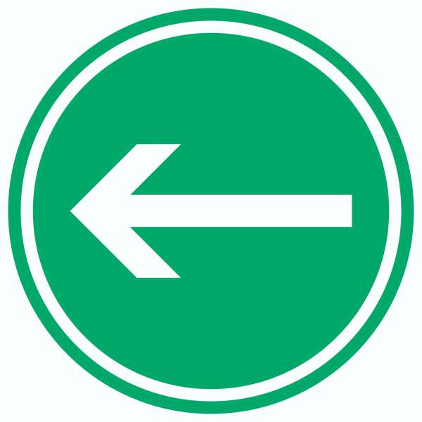 Richtungspfeil links Aufkleber Kreis weiss grün Pfeil