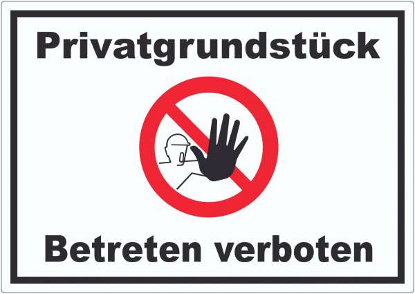 Privatgrundstück Betreten verboten Aufkleber mit Symbol kein Zutritt