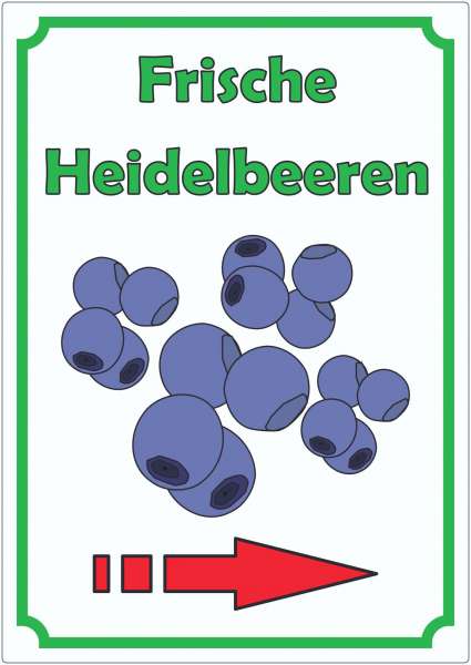 Frische Heidelbeeren Aufkleber Hochkant mit Pfeil rechts