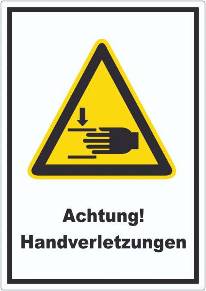 Achtung Handverletzungen Aufkleber