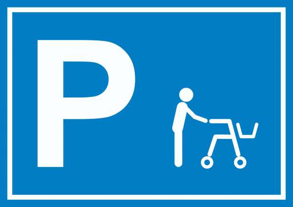 Rollator Gehwagen Parkplatz Schild waagerecht