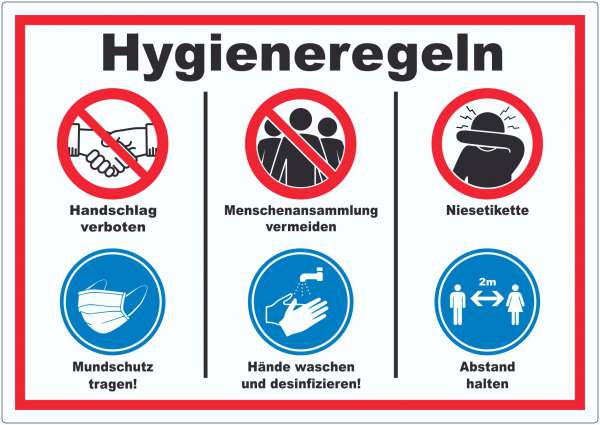 Hygieneregeln Symbol und Text Aufkleber