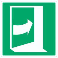 Tür öffnet durch Drücken auf der rechten Seite Symbol Aufkleber Quadrat Tür öffnet durch Drücken auf der rechten Seite Symbol Aufkleber Quadrat