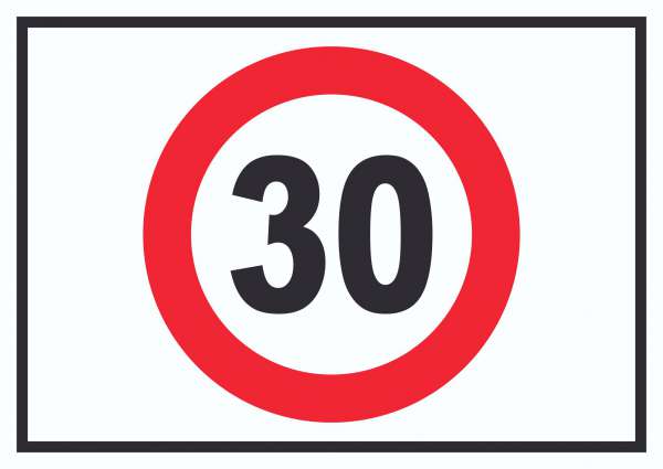 Tempo 30 km/h Geschwindigkeitsbegrenzung Schild Symbol