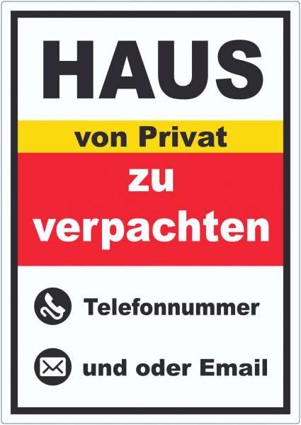 Haus zu verpachten von Privat Aufkleber hochkant