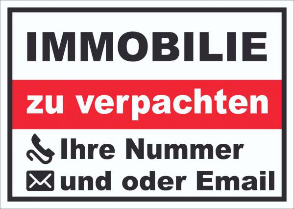 Immobilie zu verpachten Schild