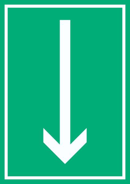 Richtungspfeil runter Schild hochkant weiss grün Pfeil