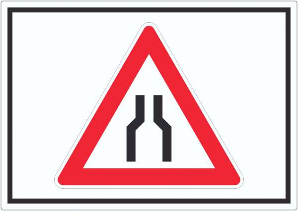 Aufkleber Achtung Verengte Fahrbahn Symbol