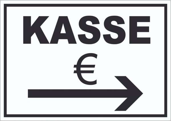 Kasse Aufkleber mit Pfeil nach rechts