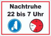 Nachtruhe 22 bis 7 Uhr Aufkleber Nachtruhe 22 bis 7 Uhr Aufkleber
