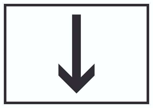 Richtungspfeil runter Schild waagerecht schwarz weiss Pfeil
