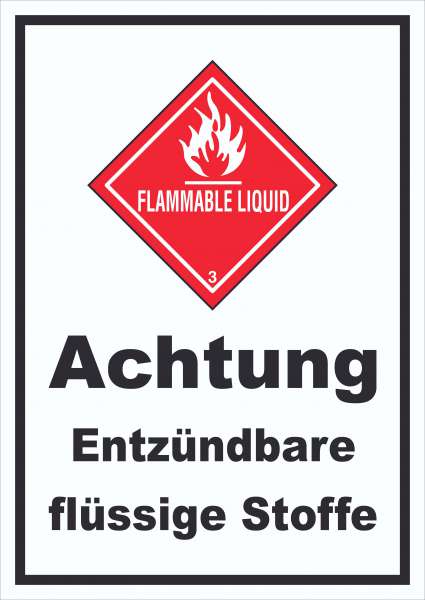 Schild Entzündbare flüssige Stoffe Flammable Liquid