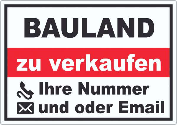 Bauland zu verkaufen Aufkleber waagerecht