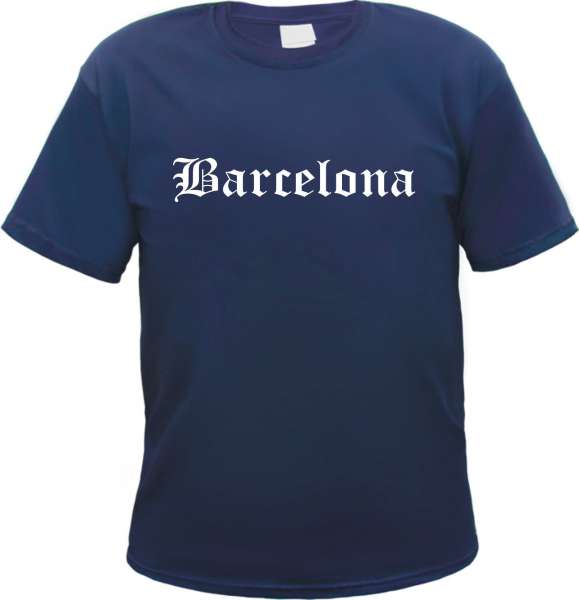 Barcelona Herren T-Shirt - Altdeutsch - Blaues Tee Shirt
