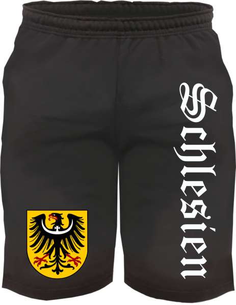 Schlesien Sweatshorts - Altdeutsch bedruckt - Kurze Hose Shorts Wappen