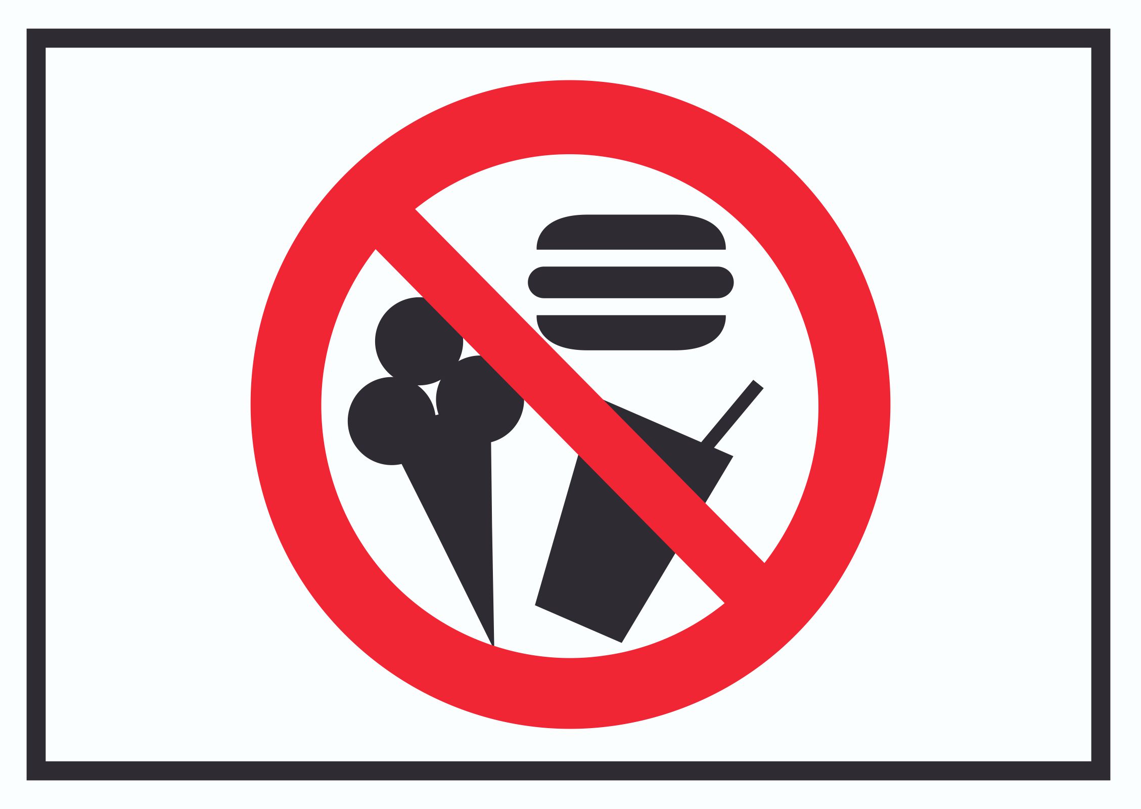 Essen und Trinken verboten Symbol Schild 