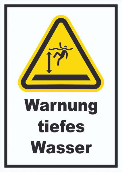 Schild Warnung tiefes Wasser