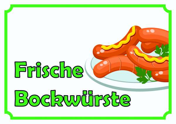 Frische Bockwürste Verkaufsschild Schild