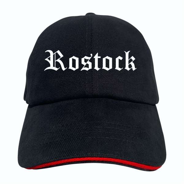 Rostock Cappy - Altdeutsch bedruckt - Schirmmütze - Schwarz-Rotes Cap