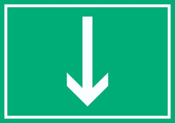 Richtungspfeil runter Schild waagerecht weiss grün Pfeil