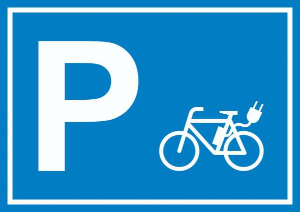 E-Bike Elektrorad Parkplatz Schild waagerecht