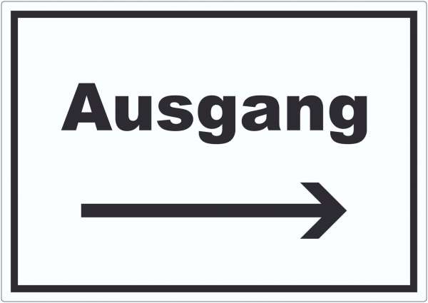 Ausgang Aufkleber mit Text und Richtungspfeil rechts Exit Schluss waagerecht