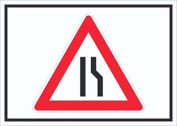 Schild Achtung Verengte Fahrbahn rechts Symbol