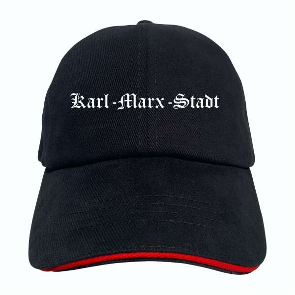 Karl-Marx-Stadt Cappy - Altdeutsch bedruckt - Schirmmütze - Schwarz-Rotes Cap