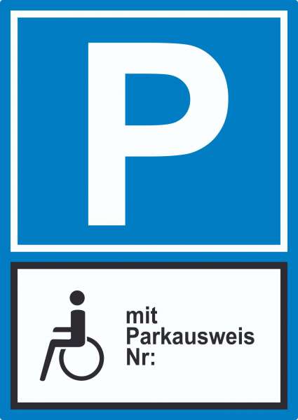 Behinderten Parkplatz mit Parkausweis Aufkleber