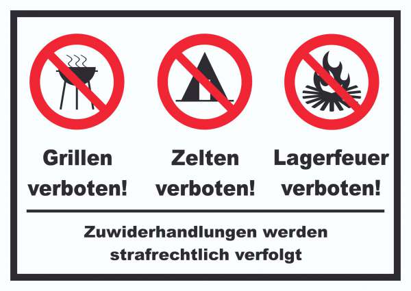 Grillen Zelten Lagerfeuer verboten Schild