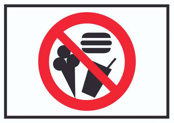 Essen und Trinken verboten Symbol Schild