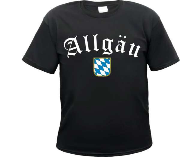 Allgäu Herren T-Shirt - Altdeutsch mit Bayern Wappen - Tee Shirt