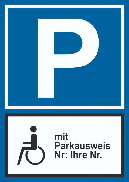 Behinderten Parkplatz mit Parkausweis Schild