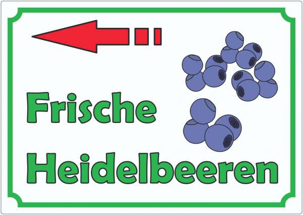 Werbeaufkleber Aufkleber Heidelbeeren mit Pfeil nach links