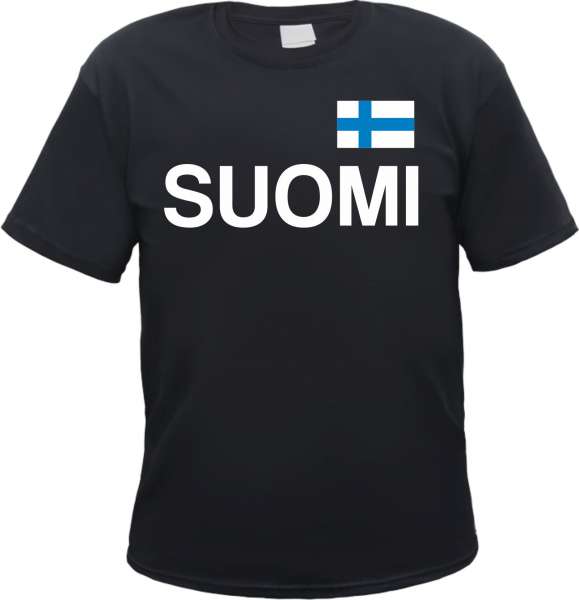 Suomi Herren T-Shirt - Blockschrift mit Flagge - Tee Shirt