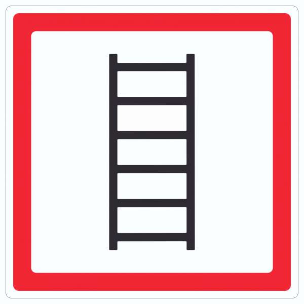 Aufkleber Quadrat Anleiterstelle tragbare Leiter Symbol