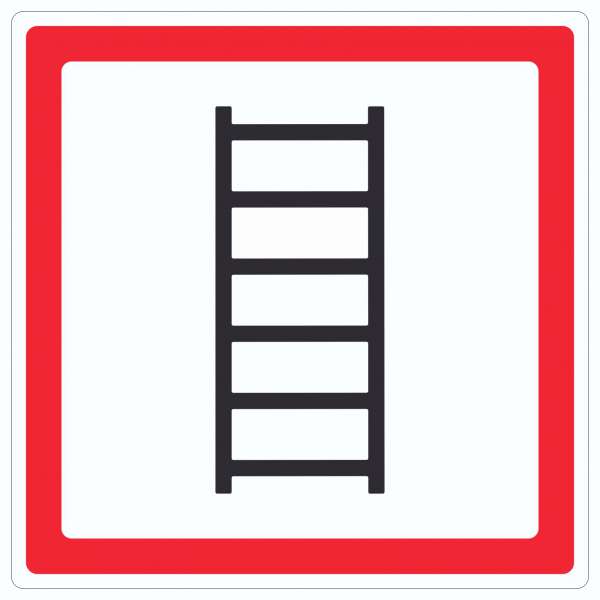 Aufkleber Quadrat Anleiterstelle tragbare Leiter Symbol