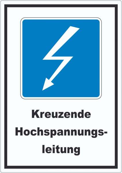 Hochspannungsleitung Kreuzt Symbol und Text Aufkleber