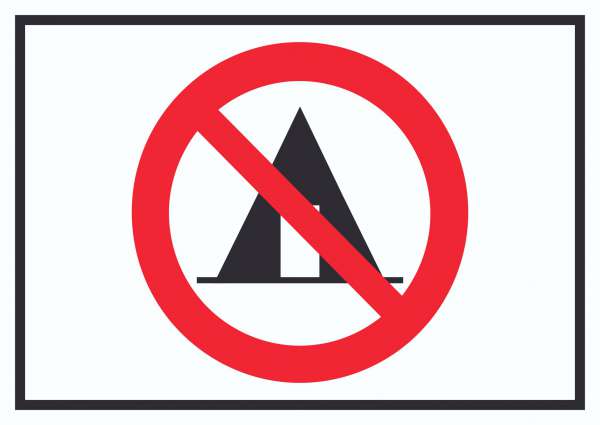 Zelten verboten Symbol Schild